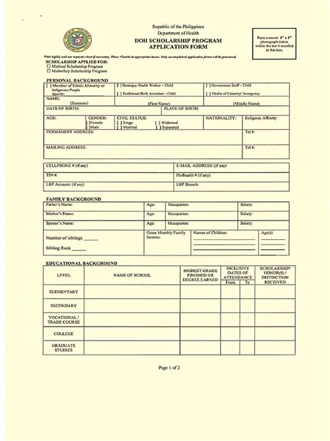 doh application form download|DOH SCHOLARSHIP PROGRAM APPLICATION FORM.